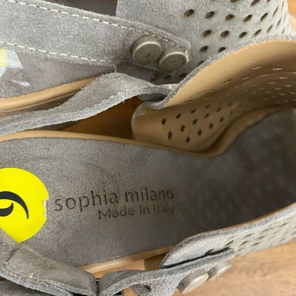 Anthropologie Sophia Milano Gray peep toe shoes Size 9 - Picture 5 of 10